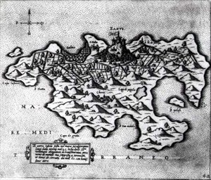 Kort over øen Zante, en venetiansk højborg mod tyrkerne af Italian School