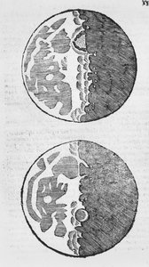 Kort over månen, illustration fra Sidereus Nuncius af Galileo Galilei, 1610