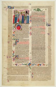 Marlay Cutting IT.7: Blad med miniature fra Gratians Decretum, der viser sagen om abbeden gjort biskop af Italian School