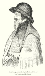 Michelangelo tegnet efter Nature in Rome af Francois de Hollande (gravering) af Italian School