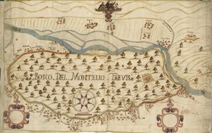Montello, kort, XVIII århundrede, Veneto, Italien af Italian School