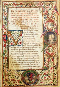 Ms.392 fol.1 Sang til lovprisning af Laure, fra 