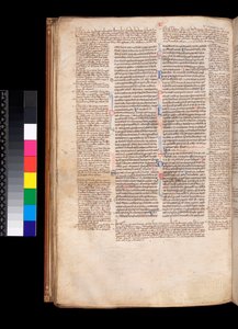 Ms 213. Gregory IX, Dekreter med apparatur af Bernard Botone af Parma, F.93v. Hovedtekst i en gotisk boghånd (kuld rotunde) af Italian School