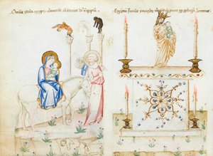 Ms 43-1950 fol.3v Flugten til Egypten, fra Speculum Humanae Salvationis af Italian School