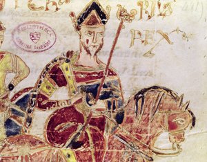 Ms 4 Lothair I (c.795-855) på sin hest af Italian School