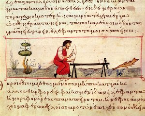 Ms. Grec 479 Traditionelt elfenbensværk, en illustration fra Cynegetica af Oppian (tempera på vellum) af Italian School