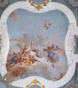Mytologisk scene med stjernetegn (fresko) af Italian School