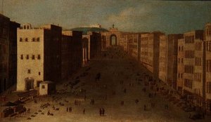 Napolitansk gadescene af Italian School