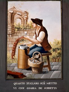 Napolitanske små metiers: sælgeren af sorbeter - (Gammel handel: issælgeren) Akvarel fra det 19. århundrede - Napoli Museo Nazionale di San Martino af Italian School