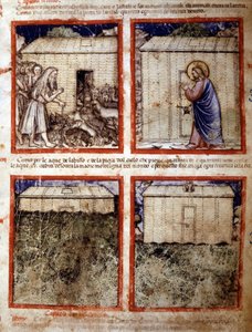 Noahs Ark, miniature taget fra codex 212 (eller Padovano Codice eller Bible of Padua) 1390-1400 Rovigo, Accademia dei Concordi af Italian School