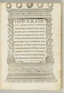 Firs bind, det hippokratiske korpus oversat fra græsk til latin af Marcus Fabius Calvus (ca. 1440-1527), Rom: Franciscus Minutius Calvus af Italian School