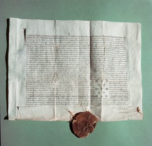 Officielt dokument fra kejser Charles IV (1316-1378), der officielt bekræfter Sienas universitet (Universita di Siena) som det generelle studie"" af Italian School