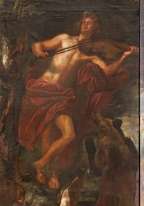 Orpheus fortryller dyrene med musik, Myth of Orpheus af Italian School