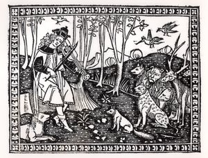 Orpheus Playing to the Animals, 1500 (træsnit) (bw foto) af Italian School