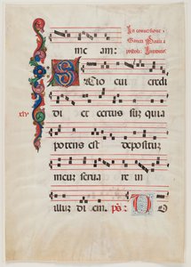 Side fra en missal- eller korbog, Norditalien, første halvdel af det 15. århundrede (blæk på vellum) (se også 499213) af Italian School