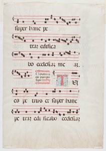 Side fra en missal- eller korbog, Norditalien, første halvdel af det 15. århundrede (blæk på vellum) (se også 499212) af Italian School