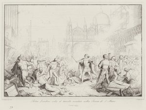 Pietro Loredano dæmper tumulten, der fandt sted på Piazza di San Marco af Italian School
