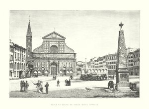 Plads og kirke Santa Maria Novella (gravering) af Italian School