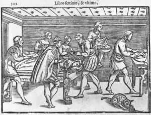 Plade, der viser trepanning af kraniet af Italian School