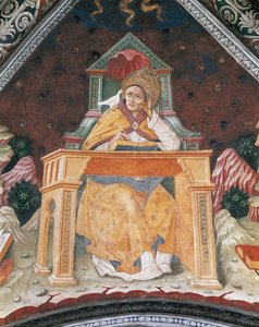 Pave Gregor I, i kapellet St. Margaret af Antiochia, hvælving i Santa Maria Assunta-helligdommen (fresko) af Italian School