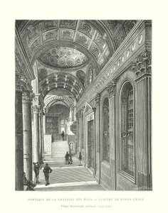 Portico af Pazzi-kapellet, Santa Croce-klostret, Filippo Brunelleschi, arkitekt af Italian School