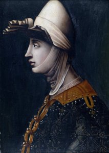 Portræt af grevinde Matilda af Toscana, kendt som Canossa (Mathilde de Briey) (1046-1115) (Matilde di Toscana) (Matilde di Canossa) - Matilda af Toscana af Anonym, midten af ​​det 16. årh. - Olie på sten, 49,5x36 - Privat samling af Italian School