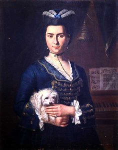 Portræt af Anna Paoli, ca.1750 (olie på lærred) (se 138621) af Italian School