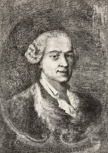 Portræt af Carlo Goldoni (1707-1793), italiensk dramatiker, gravering af Marco Pitteri fra maleri af Giambattista Piazzetta og tegning af E Ximenes, gravering fra L