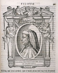 Portræt af Filippo Brunelleschi (1377-1446) fra Vasaris Lives of the Artists, første gang udgivet 1550 af Italian School