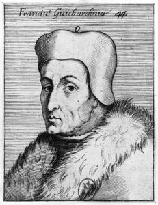 Portræt af Francesco Guicciardini (1483-1540) (gravering) (bw foto) af Italian School
