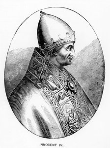 Portræt af pave Innocentius IV (d.1254) illustration fra videnskab og litteratur i middelalderen og renæssancen, skrevet og indgraveret af Paul Lacroix, 1878 af Italian School