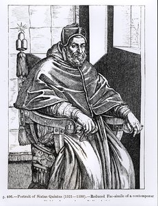 Portræt af pave Sixtus V (1520-90) illustration fra 