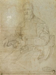 Portræt af Tizian (Tiziano Vecellio) (ca. 1485-1576) Romersk skole (kul på papir) af Italian School