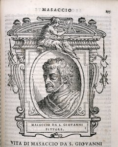 Portræt af Tomaso Masaccio (1401-28) fra Vasaris Lives of the Artists, første gang udgivet 1550 af Italian School
