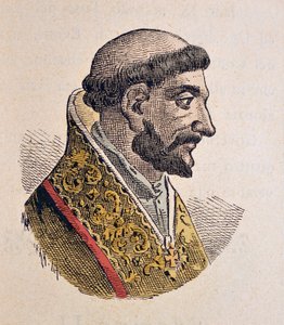 Portræt af pave Johannes XI (Giovanni, Ioannes) (931-935) af Italian School