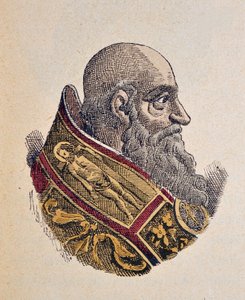 Portræt af pave Paul III (Paolo, Paulus eller Alessandro Farnese) (1534-1549), 1898 (gravering med senere farvelægning) af Italian School