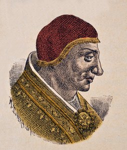 Portræt af paven Serge II (Sergius, Sergio) (844-847) af Italian School