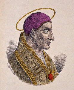 Portræt af paven Vitalien (Vitalianus eller Vitaliano) (657-672) af Italian School