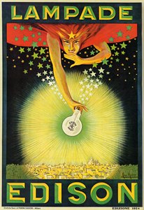 Plakat med reklame for Edison-pærer, Milano, Italien af Italian School