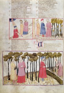 Purg.XXVIII f.47v Virgil tager afsked og den guddommelige skov, fra Den guddommelige komedie af Dante Alighieri (1265-1321) af Italian School