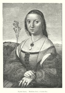 Raphael Sanzio, Maddalena Doni, Galerie Pitti (gravering) af Italian School