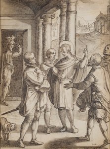 Religiøse scener (pen og blæk på papir) af Italian School