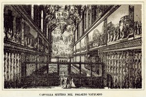 Rom: Det sixtinske kapel i Vatikanets palads (litho) af Italian School