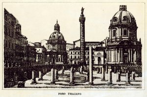 Rom: Trajano Forum (litho) af Italian School