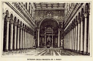 Rom: Interiør af Basilica of St. Paul (litho) af Italian School