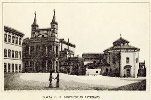 Rom: Piazza Di S Giovanni Laterano (litho) af Italian School