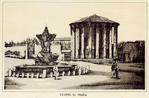 Rom: Vestas tempel (litho) af Italian School