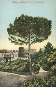 Rom, Italien, Amfiteater og Colosseum (farvelitografi) af Italian School