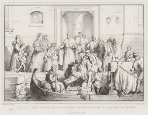 S Girolamo Miani kaldet til regeringen for Hospital of the Incurables, byder forældreløse og syge velkommen i det af Italian School