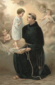 Sankt Antonius af Padua (farvelitografi) af Italian School